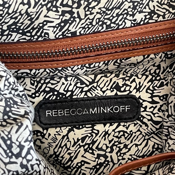 Rebecca Minkoff Bonnie Box Woven Almond Brown Leather Satchel Shoulder Bag - Picture 12 of 15